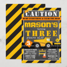 Gelbschwarzer Baubereich Dump Truck Party