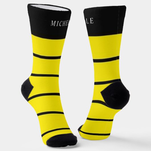 Gelbschwarzer Individuelle Name Socken (Gewinkelt)
