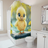 Gelbschwingendes Hähnchenblau - mit Augen Vogel Duschvorhang (Beispiel)