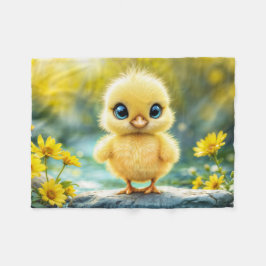 Gelbschwingendes Hähnchenblau - mit Augen Vogel Fleecedecke