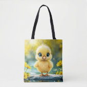 Gelbschwingendes Hähnchenblau - mit Augen Vogel Tasche (Vorderseite)