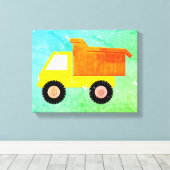 Gelbspielzeug-Lkw gestört Leinwanddruck (Insitu (Holzboden))