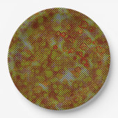 Gelbstreifen mit karierten Streifen Pappteller (Vorderseite)