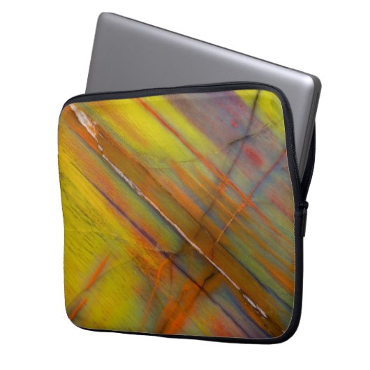 Gelbversteinertes Holz Laptopschutzhülle (Vorderseite Links)