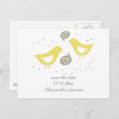 Gelbvögel, die über Liebe sprechen, horizontal Ankündigungspostkarte (Vorne/Hinten)