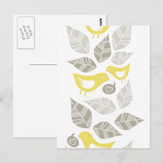 Gelbvögel singen Horizontale Liebe Postkarte (Vorne/Hinten)
