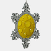 Gelbwassertropfen Hintergrund Schneeflocken Zinn-Ornament (Links)