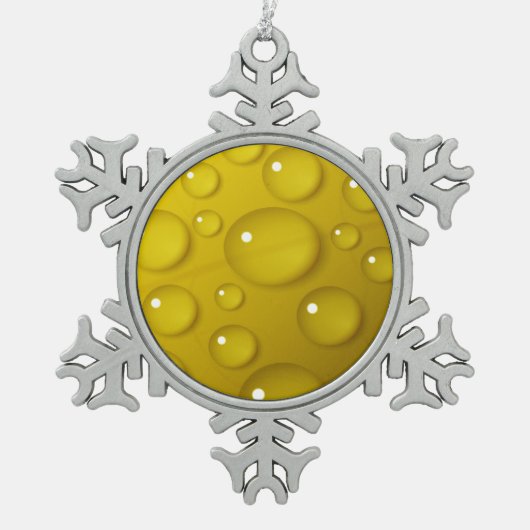 Gelbwassertropfen Hintergrund Schneeflocken Zinn-Ornament (Vorderseite)