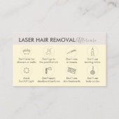 Gelbweiche Laser Haarentfernung nach der Pflege Visitenkarte (Rückseite)