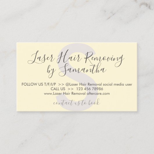 Gelbweiche Laser Haarentfernung nach der Pflege Visitenkarte (Vorderseite)