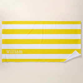 Gelbweiß | Cabana Streifen Personalisiert Strandtuch