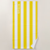 Gelbweiß | Cabana Streifen Personalisiert Strandtuch (Vorderseite)
