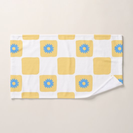 Gelbweiß mit blauem Blume-Muster Badhandtuch Set (Handtuch)