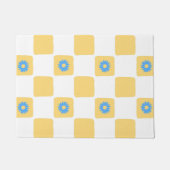 Gelbweiß mit blauem Blume-Muster Fußmatte (Vorderseite)