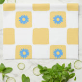 Gelbweiß mit blauem Blume-Muster Geschirrtuch (Gefaltet)