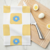 Gelbweiß mit blauem Blume-Muster Geschirrtuch (Viertel Falte)