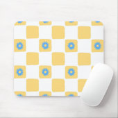 Gelbweiß mit blauem Blume-Muster Mousepad (Mit Mouse)