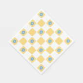 Gelbweiß mit blauem Blume-Muster Serviette (Ecke)