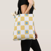 Gelbweiß mit blauem Blume-Muster Tasche (Von Nahem)