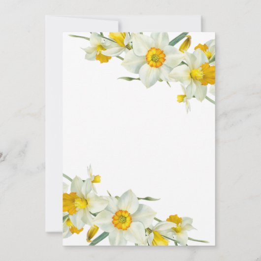 Gelbweiße affodische Rustikale Blumengeburt Einladung (Rückseite)