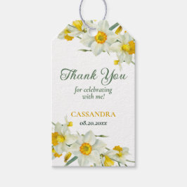 Gelbweiße affodische Rustikale Blumengeburt Geschenkanhänger