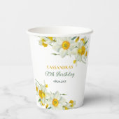 Gelbweiße affodische Rustikale Blumengeburt Pappbecher (Rückseite)