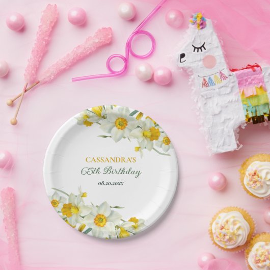 Gelbweiße affodische Rustikale Blumengeburt Pappteller (Party)