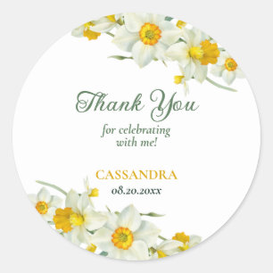 Gelbweiße affodische Rustikale Blumengeburt Runder Aufkleber