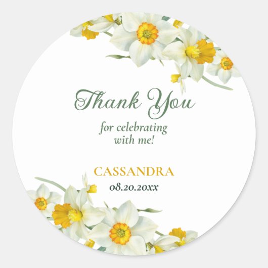 Gelbweiße affodische Rustikale Blumengeburt Runder Aufkleber (Vorderseite)