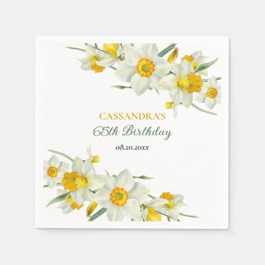 Gelbweiße affodische Rustikale Blumengeburt Serviette (Vorderseite)