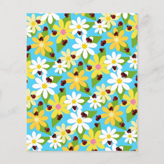 Gelbweiße Blume Roter Ladybug Käfer Flyer (Hinten)