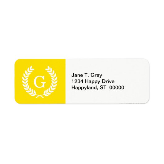 Gelbweiße Laurel Wreath Initial Monogram (Vorne)