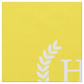 Gelbweiße Laurel Wreath Initial Monogram Stoff (Nahaufnahme)
