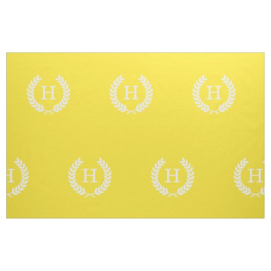 Gelbweiße Laurel Wreath Initial Monogram Stoff (Fat Quarter (45,7 x 55,9 cm))