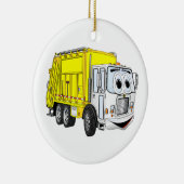 Gelbweiße Müllwagen Cartoon Keramik Ornament (Rechts)
