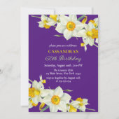 Gelbweiße Nadelöhre Lila Geburtstag Einladung (Vorderseite)