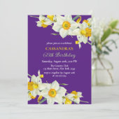 Gelbweiße Nadelöhre Lila Geburtstag Einladung (Stehend Vorderseite)