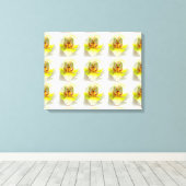 Gelbweiße Orchideen schließen Leinwanddruck (Insitu (Holzboden))