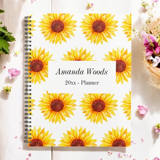 Gelbweiße Sonnenblumenmuster Planer