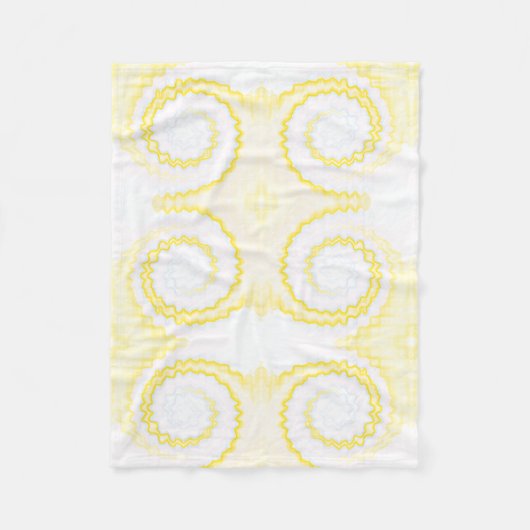 Gelbweißer Swirl gefärbte Krawatte Funky Retro Fleecedecke (Vorderseite)