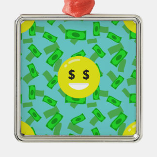 Geld-augen-Emoji Silbernes Ornament