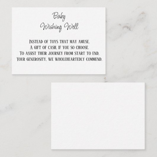 Geld-Beitrag-Baby wünscht gut Begleitkarte (Vorne/Hinten)