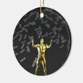 Geld, das vom Himmel mit Mann unten fällt Keramikornament (Links)