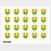 Geld-Dollar-Zeichen Emoji Runder Aufkleber (Blatt)