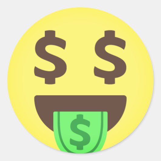 Geld-Dollar-Zeichen Emoji Runder Aufkleber (Vorderseite)