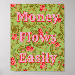 Geld fließt leicht Geld-Affirmation Manifestation Poster