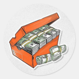 Geld gedruckt runder aufkleber