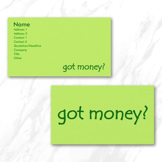 Geld got? Visitenkarten Visitenkarte