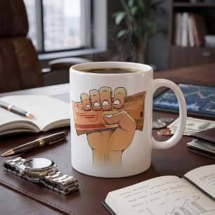 Geld halten kaffeetasse