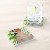 Geld im Kopf Glasuntersetzer (Schrägansicht)